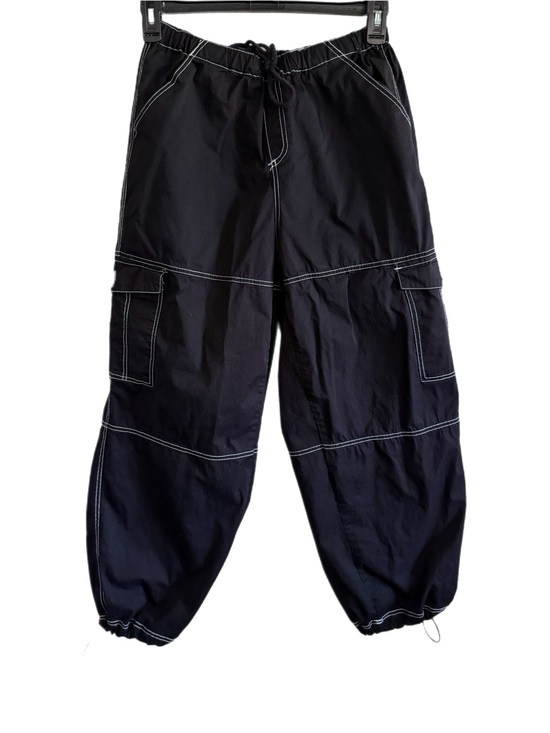 Almost Famous Pants - Almost Famous Black Cargo Jogger Pants with White Contrast Stitching Size M